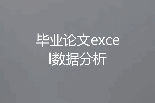 毕业论文excel数据分析