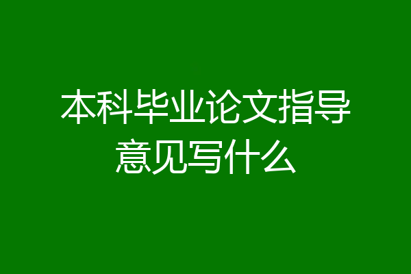 本科毕业论文指导意见写什么