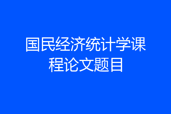 国民经济统计学课程论文题目