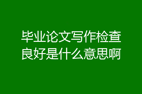 毕业论文写作检查良好是什么意思啊
