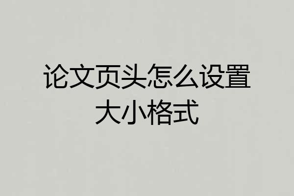 论文页头怎么设置大小格式