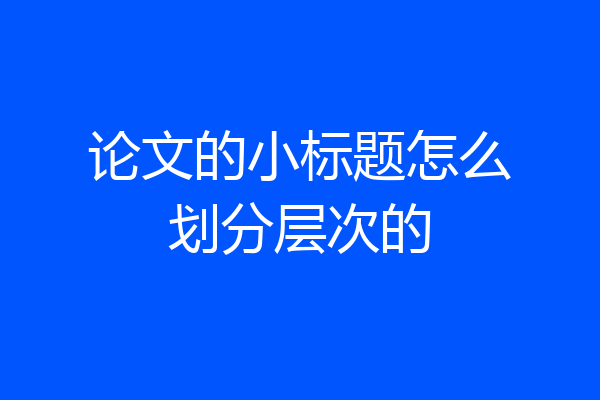 论文的小标题怎么划分层次的