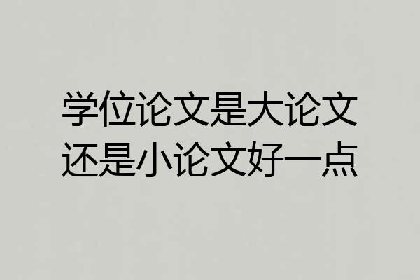 学位论文是大论文还是小论文好一点