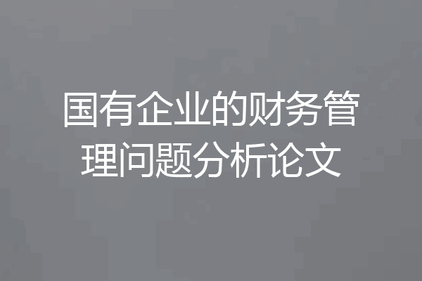 国有企业的财务管理问题分析论文