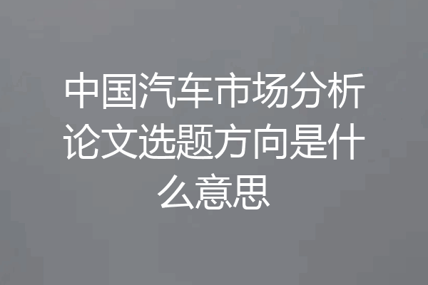 中国汽车市场分析论文选题方向是什么意思