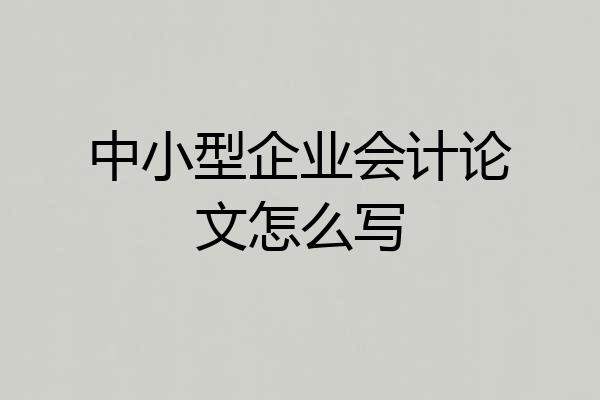 中小型企业会计论文怎么写