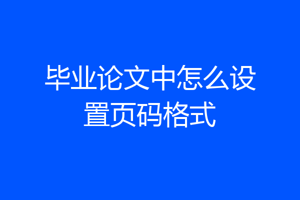 毕业论文中怎么设置页码格式