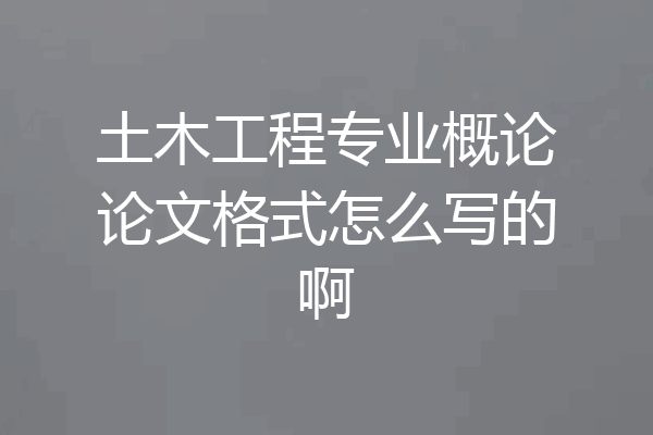土木工程专业概论论文格式怎么写的啊