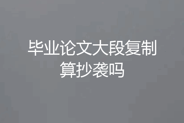 毕业论文大段复制算抄袭吗