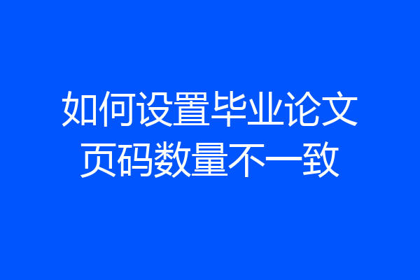 如何设置毕业论文页码数量不一致
