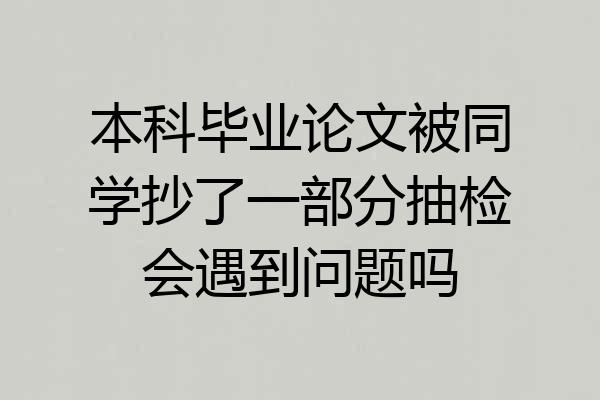 本科毕业论文被同学抄了一部分抽检会遇到问题吗