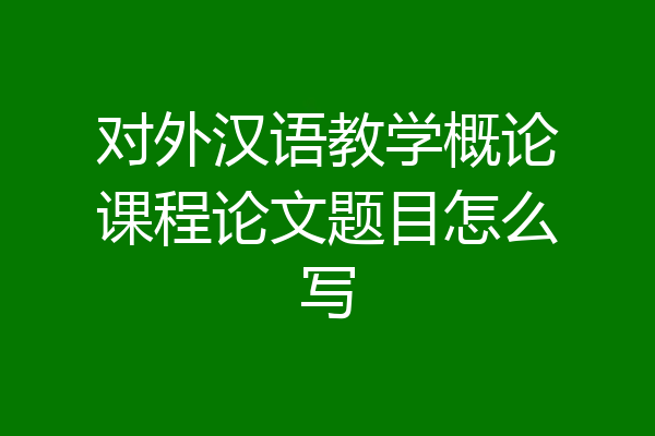 对外汉语教学概论课程论文题目怎么写