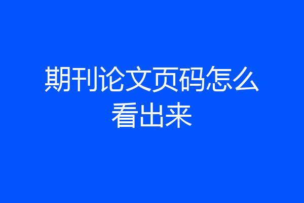 期刊论文页码怎么看出来