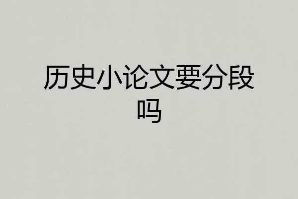 历史小论文要分段吗