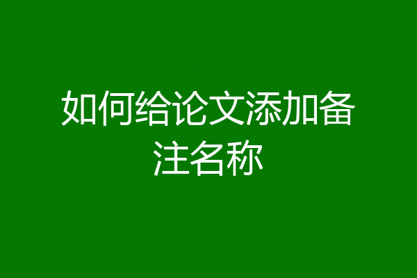 如何给论文添加备注名称