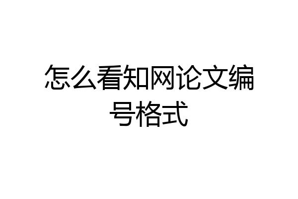 怎么看知网论文编号格式