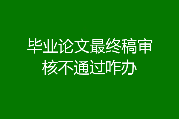 毕业论文最终稿审核不通过咋办