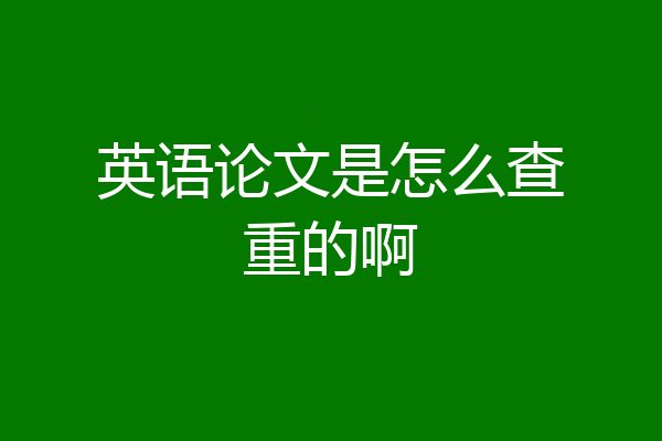 英语论文是怎么查重的啊