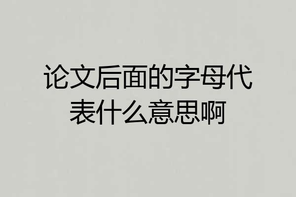 论文后面的字母代表什么意思啊