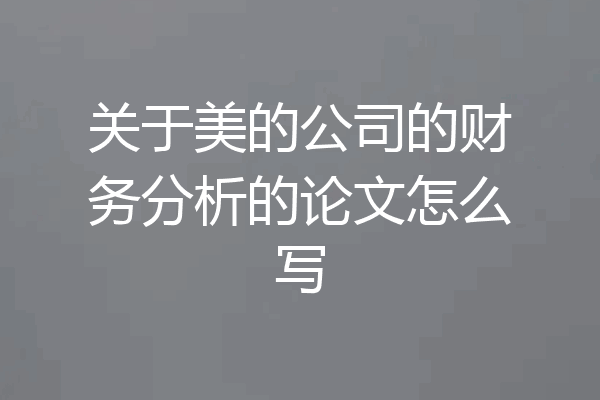 关于美的公司的财务分析的论文怎么写