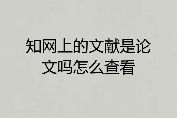 知网上的文献是论文吗怎么查看