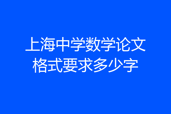上海中学数学论文格式要求多少字