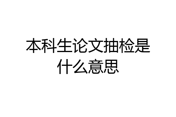本科生论文抽检是什么意思