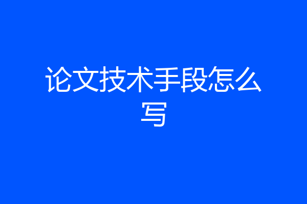 论文技术手段怎么写