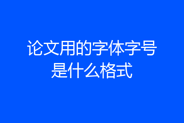 论文用的字体字号是什么格式