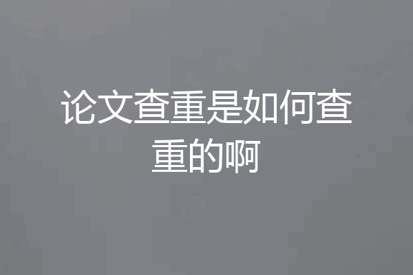 论文查重是如何查重的啊