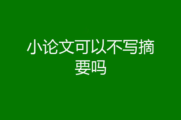 小论文可以不写摘要吗