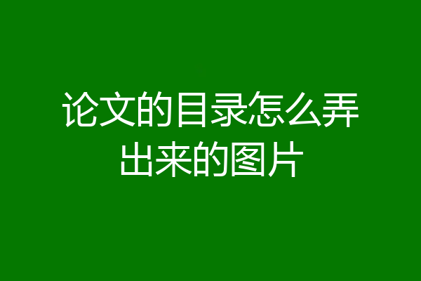 论文的目录怎么弄出来的图片