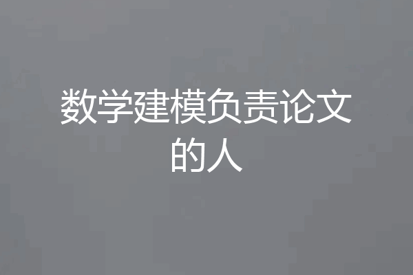 数学建模负责论文的人
