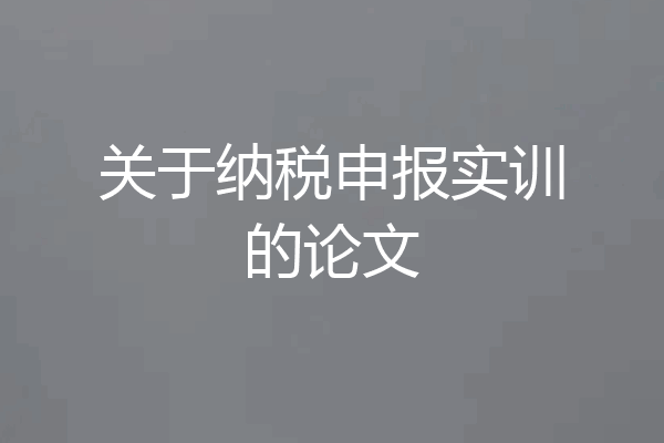 关于纳税申报实训的论文