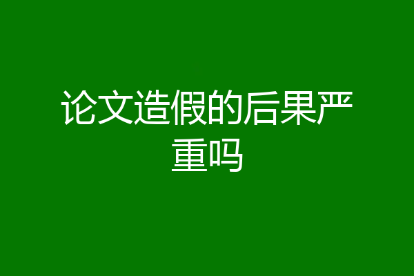论文造假的后果严重吗