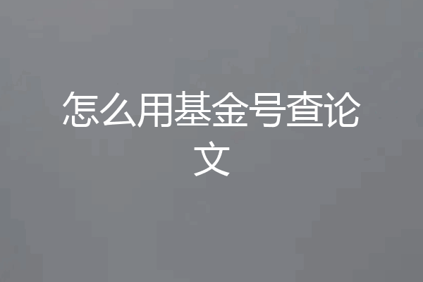 怎么用基金号查论文