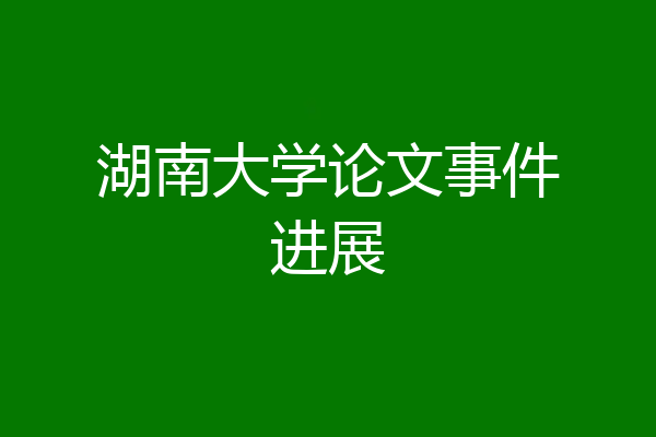 湖南大学论文事件进展