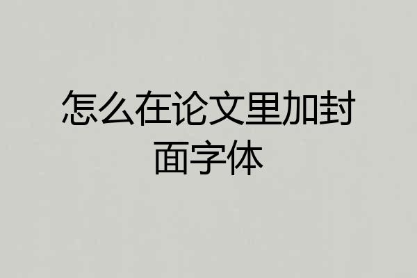怎么在论文里加封面字体