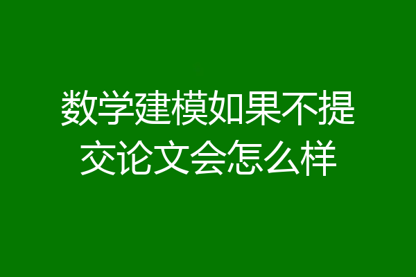 数学建模如果不提交论文会怎么样