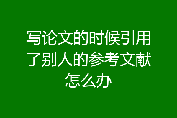 写论文的时候引用了别人的参考文献怎么办