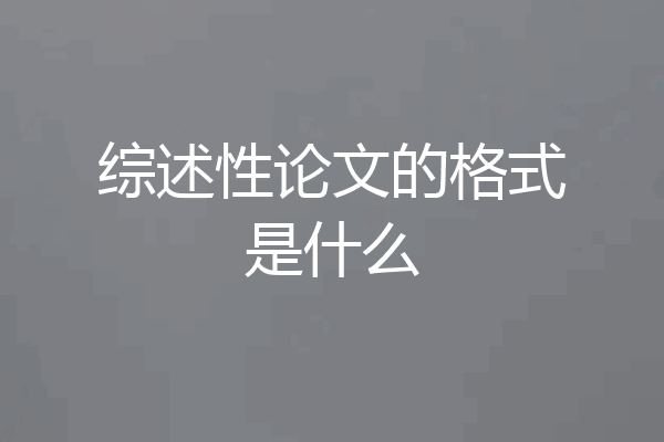综述性论文的格式是什么