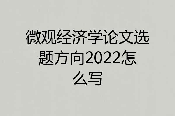 微观经济学论文选题方向2022怎么写