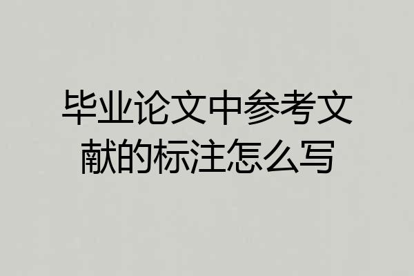 毕业论文中参考文献的标注怎么写
