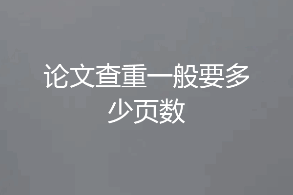 论文查重一般要多少页数