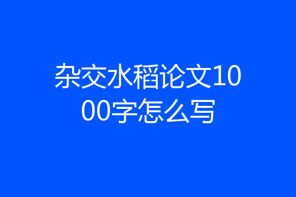 杂交水稻论文1000字怎么写