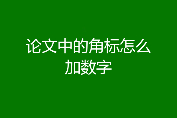 论文中的角标怎么加数字
