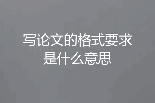 写论文的格式要求是什么意思
