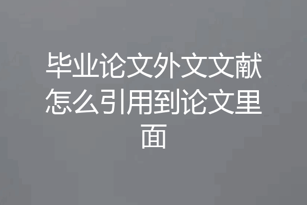 毕业论文外文文献怎么引用到论文里面