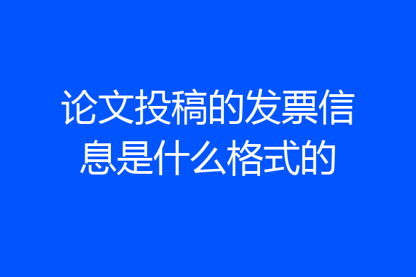 论文投稿的发票信息是什么格式的