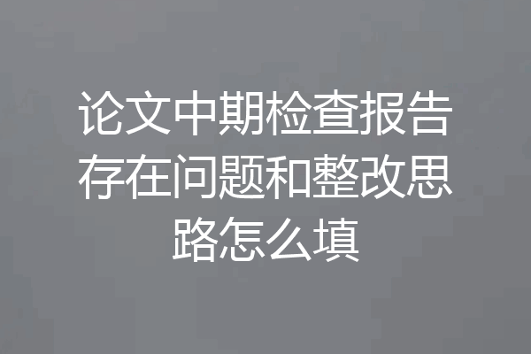论文中期检查报告存在问题和整改思路怎么填